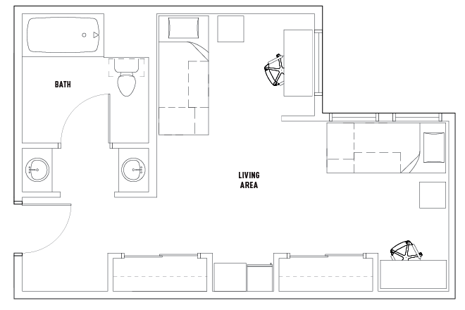 Unit plan - The Suites (Room 3401) Apartments