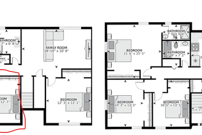 (a little out of date) Floor Plan - Two Bedroom Openings in House!! Chill Roommates and Free Parking! Looking to fill ASAP