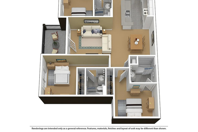 Floorplan of 4x4 (apartment has reverse setup) - Spring 2026 The Courtyards at UMD 4x4 Lease Transfer (Free Parking)