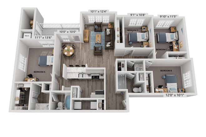 Bedroom B - Shiloh Green Apartments