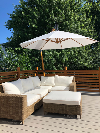 Lounge area on private deck - Fully furnished and equipped condo close to campus with large private deck available September