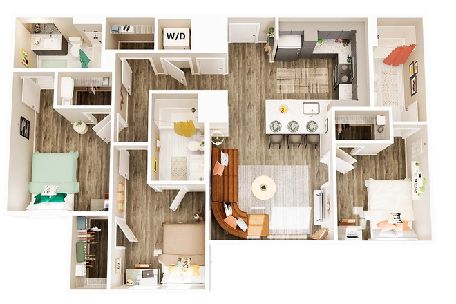 Full Floorplan - Union Blacksburg, Fully Furnished/3 Bedroom Available for Lease Takeover
