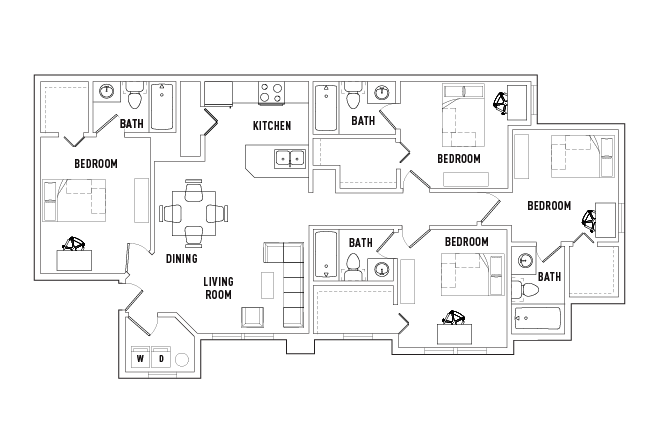 Floor plan, It is bedroom A - Mercury3100 4x4 Apartments