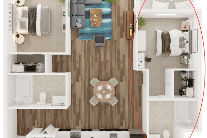 Floorplan - Union 9Seventy summer furnished room in 2x2 near CU