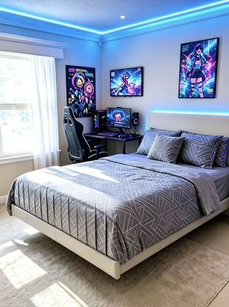 Bedroom with Queen Bed and Desk - Private room and Bath within walking distance to UCSD