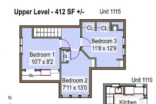 Upstairs floorplan (Bedroom 3) - Fourstar Housing Townhome