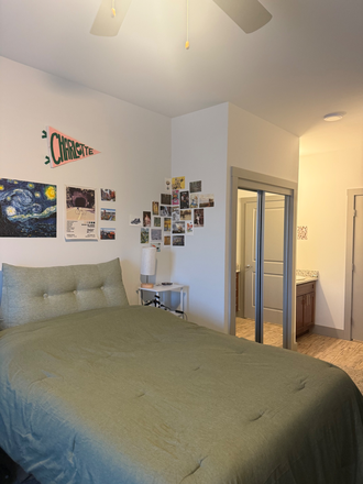 my current bed, can see full length mirrors on your own closet and you have your own sink with door to bathroom next to it - North 116 Flats Apartments