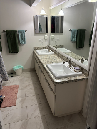 MB Bath.  2 sinks. Shower.  Large closet next to the bathroom. - Courtyards Condo