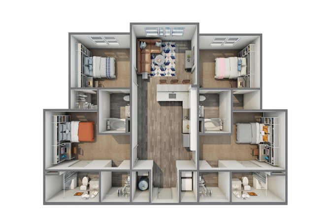 Master Bedroom - Rush Student Living Apartments