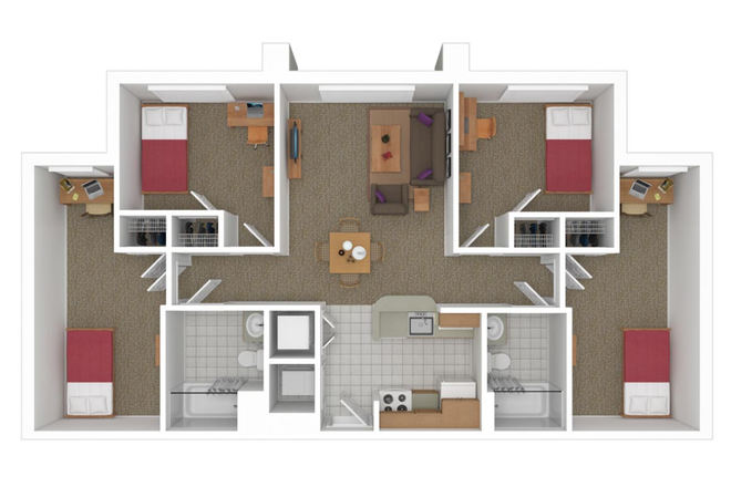 Floorplan - Commons 1 Room Available! Apartments