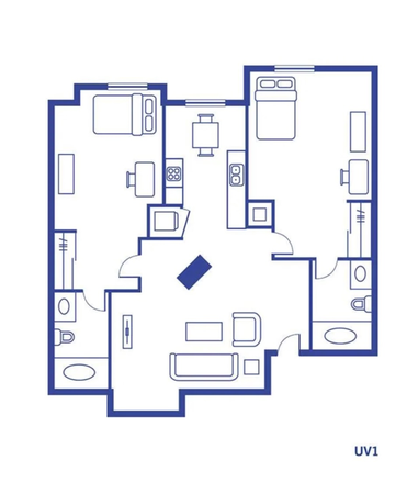 Tower 1 Floor plan (Right side bedroom listing) - University View