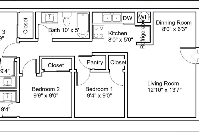 This listing is for Bedroom 2. - 1b/1b in 3b/3b on Morris Rentals on Vine Street Apartments