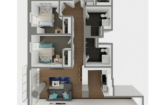 4x2 Floor plan - The Pacific On Campus Apartment, 4 Bed 2 Bath