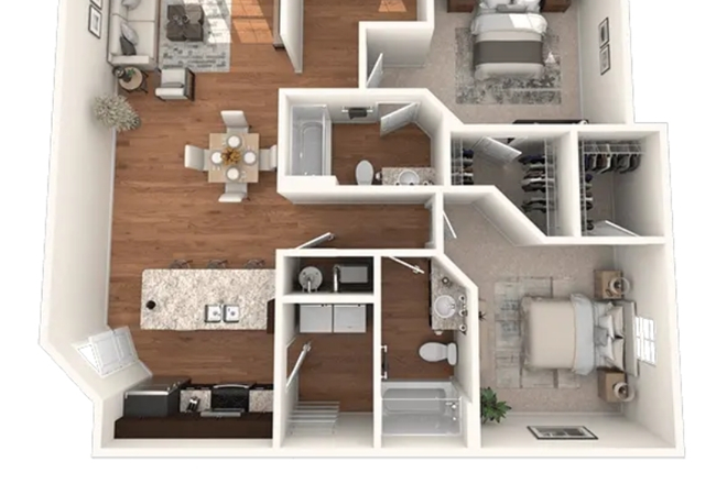 Top-Down Floor Plan excluding Dimensions - The Oasis at Brandon, Complex ~20 minutes to Campus via Vehicle