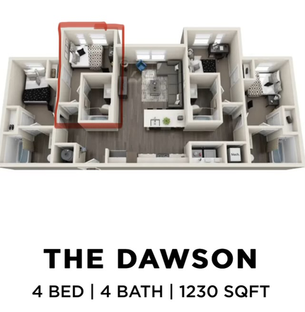 Apt floor plan - The Standard USF Sublease 1/1 private rm & bath