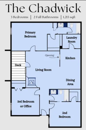 3 bed, 2 bath; 1213sqft - Fox Lake Apartment Homes