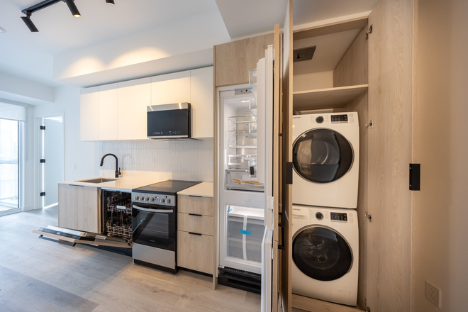 Stove, microwave, dishwasher, fridge, washer & dryer - Brand New Condo 1 Bedroom + Den with Two Bathrooms - ideal for Two Students or Staff near UTSC
