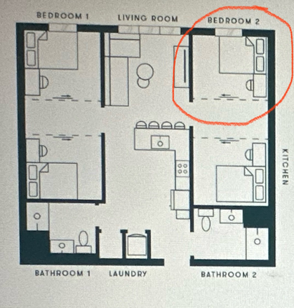 It is this exact unit and floorplan - Oliv 1 Bedroom Spring Sublease with Female Students!  4 BD Apartments Unit on the second floor