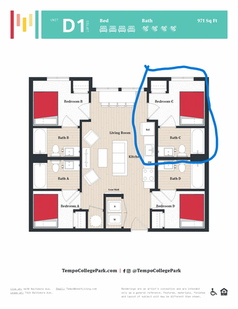Floor Plan - Tempo College Park Apartments