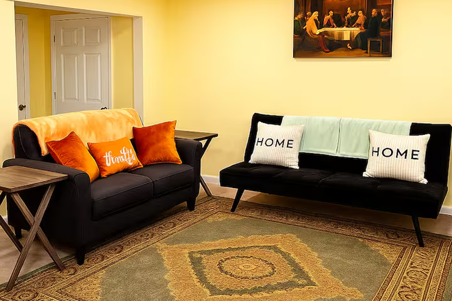 Private Living Room with Furniture - Private Basement Suite for Rent – Sleeps 2 !! Townhome