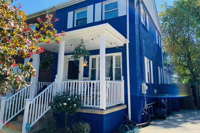 Front porch with 2 rocking chairs and small table - Del Ray Gem Just Outside of Washington, D.C. Duplex