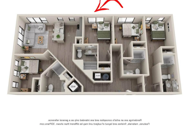 The bedroom/bathroom being offered - Main on University