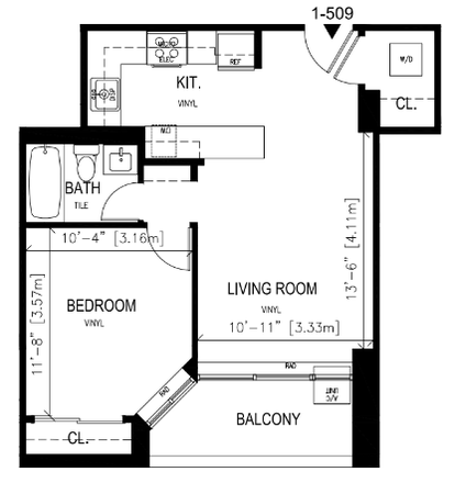 Layout - Cozy 1 bed 1 bath apartment in SFP (HBS)