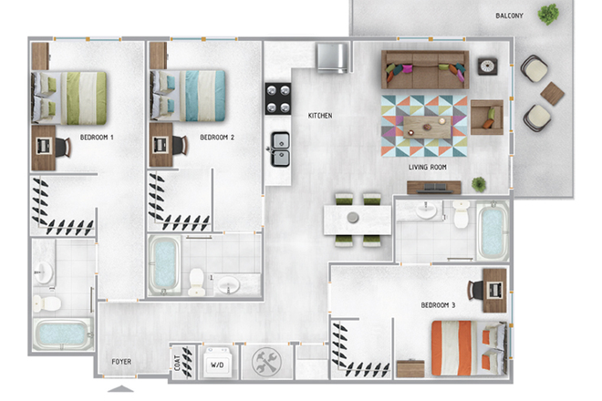 Bedroom 3 - RELET, Traditions at Caplewood, 3 minute walk to campus and The Strip Apartments