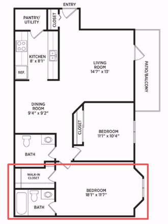 The red flame are the bedroom and bathroom to be sublease. - Spacious Master Bedroom and Nice Roommate