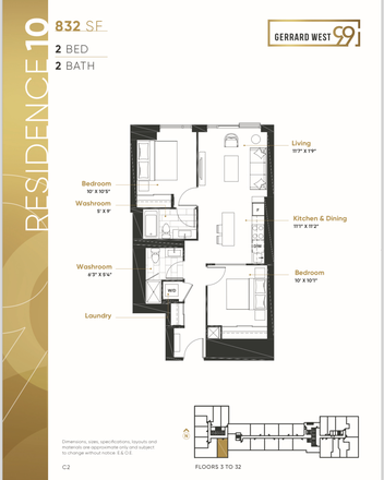 Floorplan - 2-Bed 2-Bath Apartment Near UofT for May-September (Sublease or Lease Transfer)