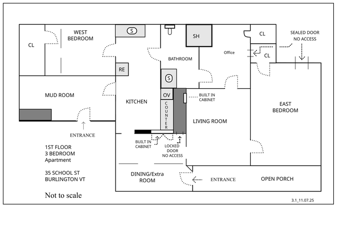 floor plan (not to scale) - 2 BEDROOM, 1 BATH $2250.00 1st floor walk to downtown