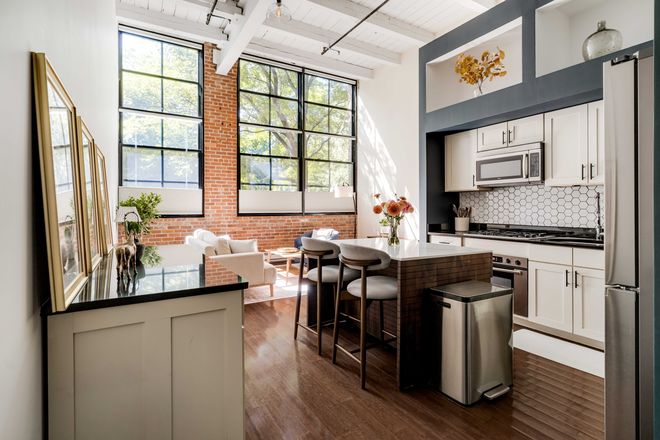 Kitchen - Luxury Furnished Loft at Aberdeen Lofts:  1 Bedroom + Office, 2 Baths, Parking, Pets OK