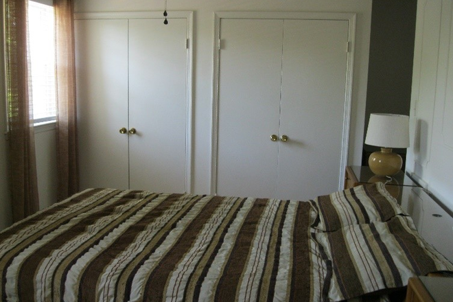 Bedroom and closets - Furnished Master Bedroom with  private bath; walk to GMU Townhome