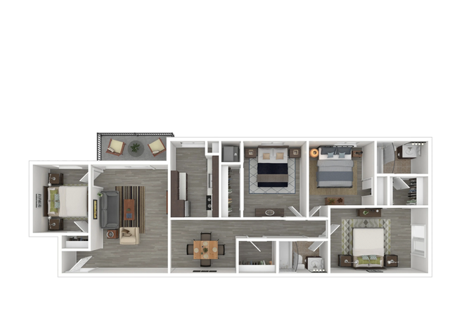 Floor Plan - FALL 2026 SUBLEASE: Terrace View 4 Bed Apartment, close to campus and bus route