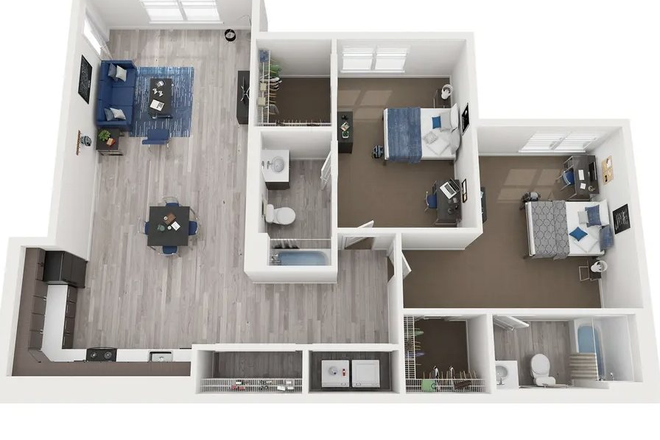 apartment layout; contact directly for more pictures and tour. - In search of two people to take over individual leases for 2x2 at Park West