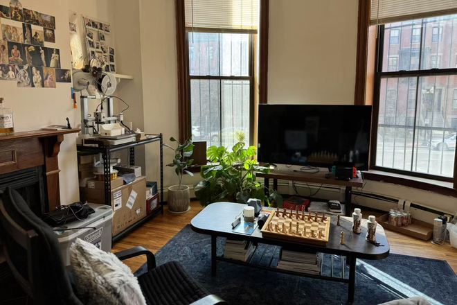 Living room with beautiful natural light, high ceilings, and plenty of space. Furniture included! - BEAUTIFUL 4 BED/2 BATH NEAR NORTHEASTERN UNIVERSITY (JUNE-AUGUST) Apartments