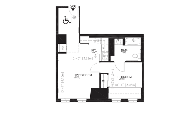 Floor Plan - Sunny 1 Bedroom Accessible Unit in One Western Avenue (Summer Sublet) Apartments