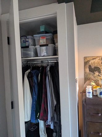 Bedroom closet - Sunny Room in 2bdrm in PLG for May 1 Apartments