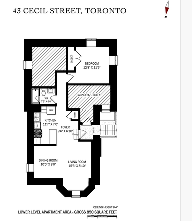 850' sq ft and 9' ceilings - Stunning 850 sq ft lower level suite!  Fully Furnished! 9' Ceilings! Heated Floors! Triplex