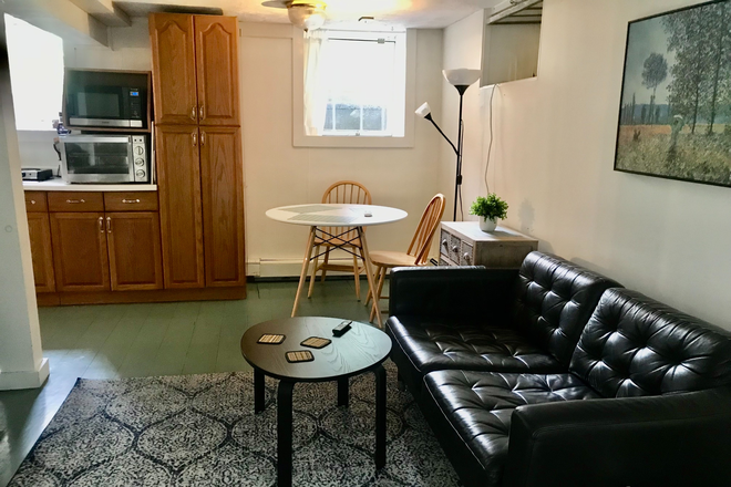 Living Area - On C & D Green lines:Cozy, FURNISHED, $2,000 for Brookline 2 bedrm apt., perfect for GRAD student