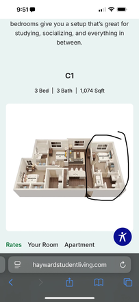 Floorplan (Bedroom A) - The Hayward (Relet Lease)