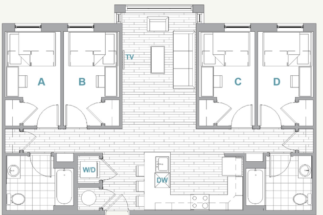 Floor plan, taking over unit B. - Off campus apartment