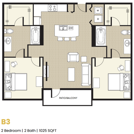 Floorplan - Sublet 2x2 Apartments Unit