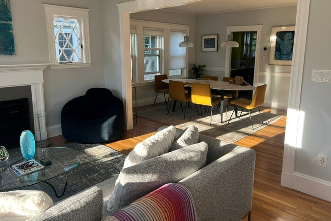 Living room into Dining room - NO FEE:  Sunny 3+ Bedroom w/Gourmet Kitchen, Driveway, Office, Family Room