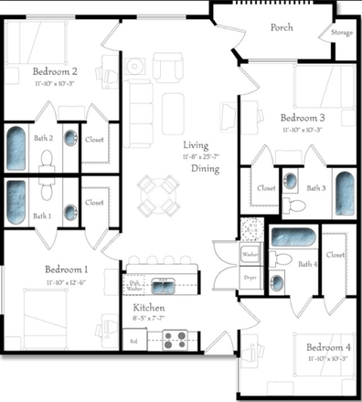 1 room is available - Countryside At the University 4b/4b Condo - Only One Room Left