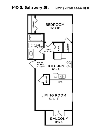 Unit floorplan - 140 S Salisbury