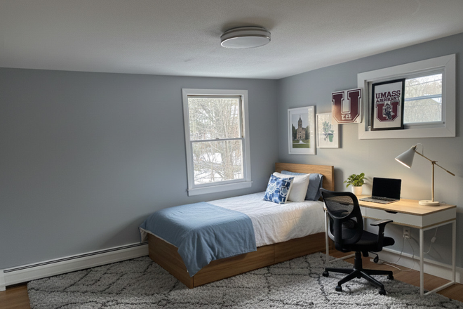 Bedroom, Gorgeous, Furnished, Bed, Mattress, Desk, Closet - 4 Bed/2 Bath, NEW Home, Furnished, 5 Mins Walk to UMass, Amherst College