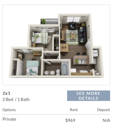 floorplan - University Park - 2 Bedroom Apartment