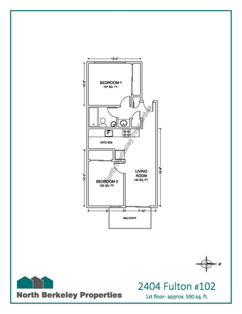 Floorplan. Rented room is top left, 137 sq. ft. - Single room sublet in 2b1b apartment close to campus