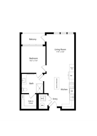 Layout floor - “Short-Term Sublease – 1BR in front of the CU Anschutz – Available Dec 7–Apr 15”